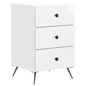 vidaXL Cabinet de chevet avec tiroir Blanc brillant 43 x 41 x 66 5 cm