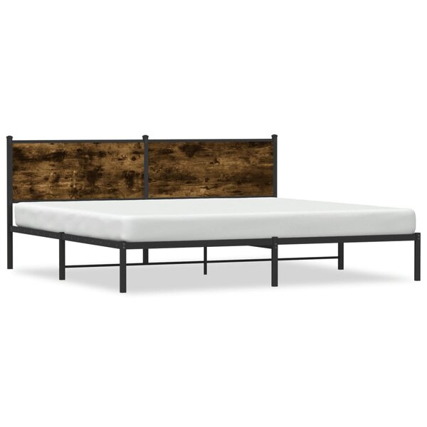 vidaXL Cadre de lit en métal sans matelas chêne fumé 193x203 cm