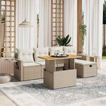 vidaXL Salon de jardin avec coussins 6 Pièces beige résine tressée