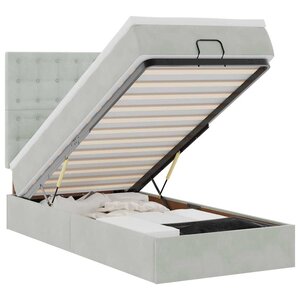 vidaXL Cadre de lit ottoman et matelas gris clair 90x190 cm velours