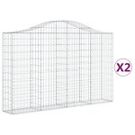 vidaXL Paniers à gabions arqués 2 Pièces 200x30x120/140 cm Fer galvanisé
