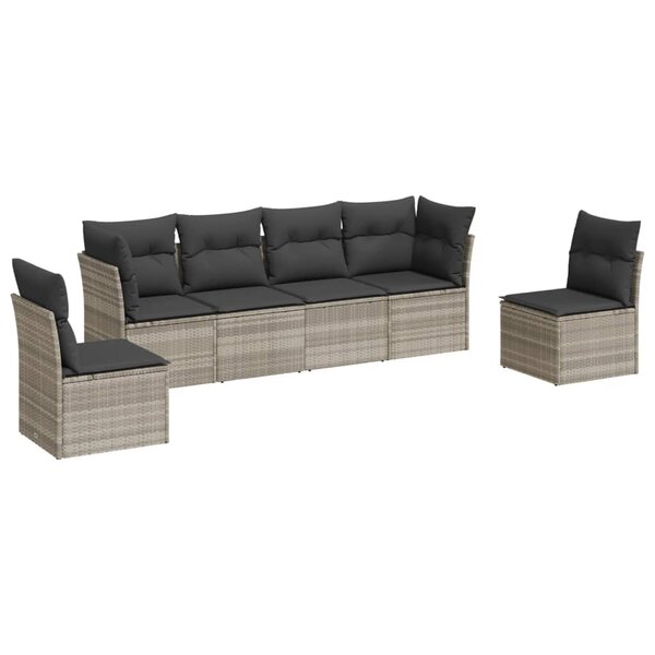 vidaXL Salon de jardin 6 Pièces avec coussins gris clair résine tressée