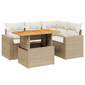 vidaXL Salon de jardin avec coussins 5 Pièces beige résine tressée