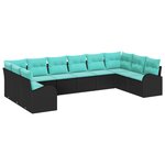 vidaXL Ensemble de canapé de jardin 10 Pièces Noir et turquoise polyrotin