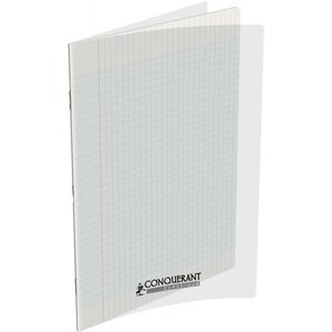 Cahier 48 pages seyès 90 g  couverture polypropylène incolore  format 24 x 32 cm CONQUERANT