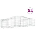 vidaXL Paniers à gabions arqués 4 Pièces 200x50x40/60 cm fer galvanisé