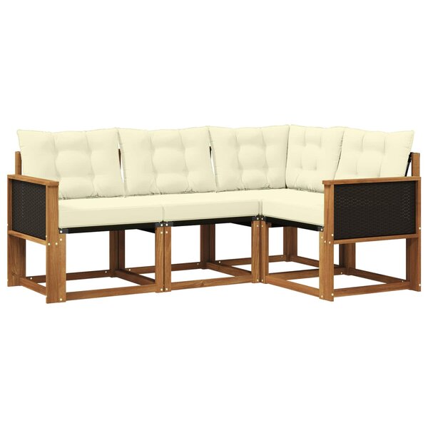 vidaXL Ensemble de canapés d'extérieur 4 pc Naturel et Crème
