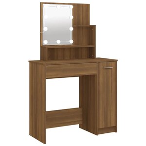 vidaXL Coiffeuse avec LED Chêne marron 86 5x35x136 cm