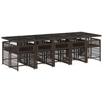 vidaXL Ensemble à manger de jardin et coussins 11 Pièces marron rotin