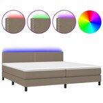 vidaXL Sommier à lattes de lit et matelas et LED Taupe 200x200cm Tissu