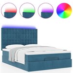 vidaXL Cadre de lit ottoman avec matelas bleu foncé 140x200 cm velours