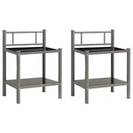 vidaXL Tables de chevet 2 Pièces Gris et noir Métal et verre