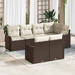 vidaXL Ensemble de canapé de jardin 7 Pièces Marron Poly rotin