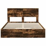 vidaXL Lit de Rangement Chêne fumé 140 x 190 cm Bois d'ingénierie