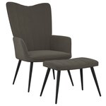 vidaXL Chaise de relaxation avec repose-pied Gris foncé Velours