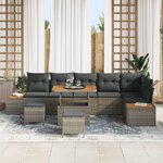vidaXL Ensemble de canapé de jardin avec coussin 9 Pièces Gris