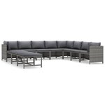 vidaXL Salon de jardin 11 Pièces avec coussins Résine tressée Gris