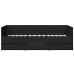 vidaXL Lit de jour avec tiroirs noir 90x200 cm bois d'ingénierie