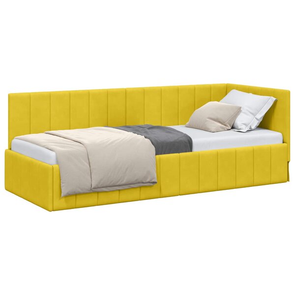 vidaXL Cadre de lit d'angle Jaune 80 x 200 cm Velours