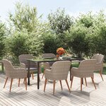 vidaXL Ensemble à manger de jardin et coussins 7 Pièces Marron