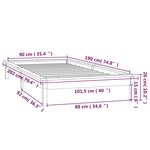 vidaXL Cadre de lit à LED sans matelas 90x190 cm bois massif