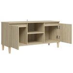 vidaXL Meuble TV avec pieds en bois massif Chêne sonoma 103 5x35x50 cm