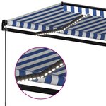 vidaXL Auvent manuel rétractable avec LED 350x250 cm Bleu et blanc