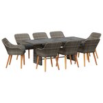 vidaXL Ensemble de salle à manger de jardin poly rotin gris de 9 pièces