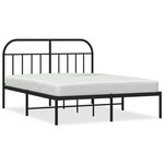 vidaXL Cadre de lit métal sans matelas avec tête de lit noir 140x190cm