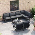 vidaXL Ensemble de canapé de jardin avec coussin 7 Pièces Noir Acier