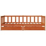 vidaXL Lit d'appoint avec tiroir 3 Pièces Cire marron Bois de Pin Massif