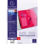 Sachet De 5 Pochettes-enveloppes Perforées Polypropylène - A4 - Couleurs Assorties - X 10 - Exacompta