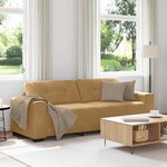vidaXL Sofa 3 places avec coussin Marron Velours