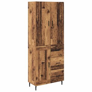 vidaXL Haut Armoire 2 Pièces Bois Ancien Bois Aggloméré et Verre