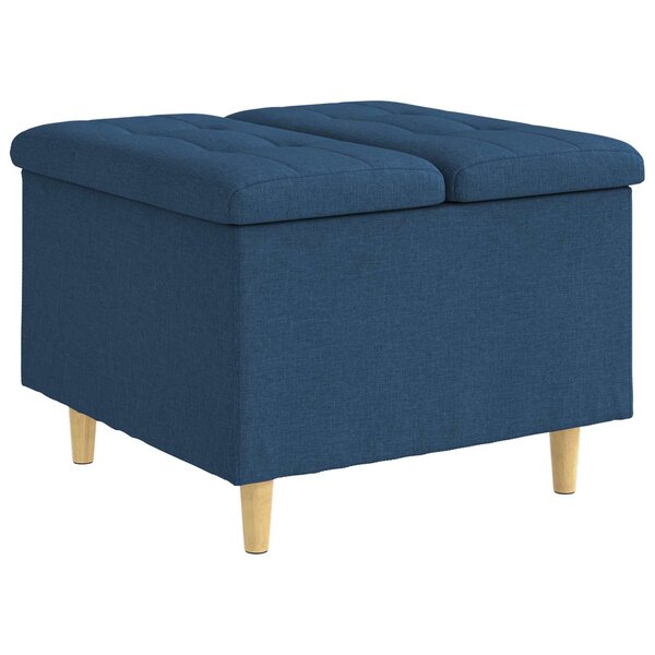 vidaXL Pouf de rangement avec coussin Bleu 60 x 60 x 45 cm tissu