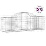 vidaXL Paniers à gabions arqués 3 Pièces 200x50x60/80 cm Fer galvanisé