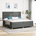 vidaXL Lit à Ressort avec Matelas Gris Foncé 200x200 cm Tissu