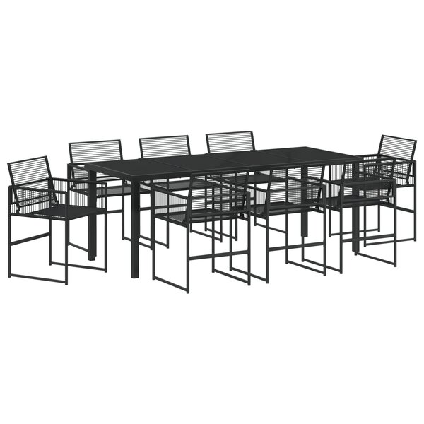 vidaXL Ensemble de salle à manger de jardin 9 pièces en rattan synthétique noir