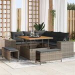 vidaXL Ensemble de canapé de jardin 8 Pièces Gris polyrotin