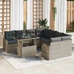 vidaXL Ensemble de canapé de jardin 9 Pièces Gris clair Poly rotin