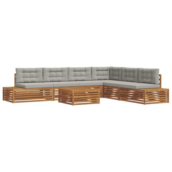 vidaXL 8 pc Ensemble de canapés d'extérieur Gris Naturel et Clair