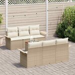 vidaXL Ensemble de canapé de jardin avec coussin 7 Pièces Beige et crème