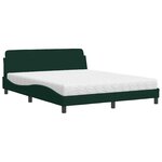 vidaXL Lit avec matelas Dover vert foncé 160x200 cm velours