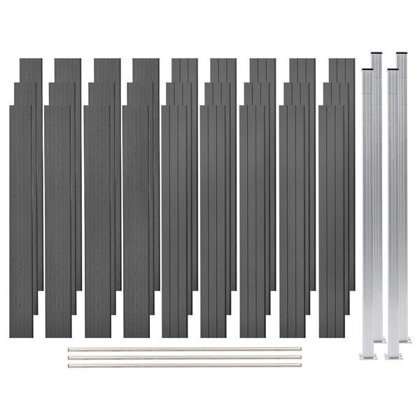 vidaXL Ensemble de clôture WPC 3 Carré 526x187 cm Gris