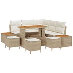 Ensemble de Canapés de Jardin 9 pièces vidaXL avec Coussins Beige Rotin Poly Acacia