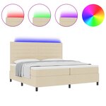 vidaXL Lit à ressorts avec matelas et lumière LED crème  200 x 200 cm  tissu