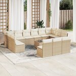 vidaXL Salon de jardin avec coussins 14 Pièces beige résine tressée