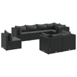 vidaXL Salon de jardin 8 Pièces avec coussins noir résine tressée