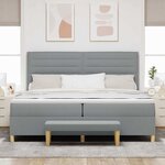 vidaXL Lit à ressorts avec matelas Gris clair 200 x 200 cm tissu