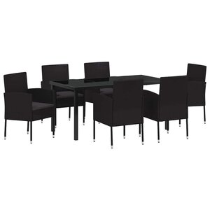 vidaXL Ensemble de salle à manger pour jardin 7 Pièces Noir polyrotin